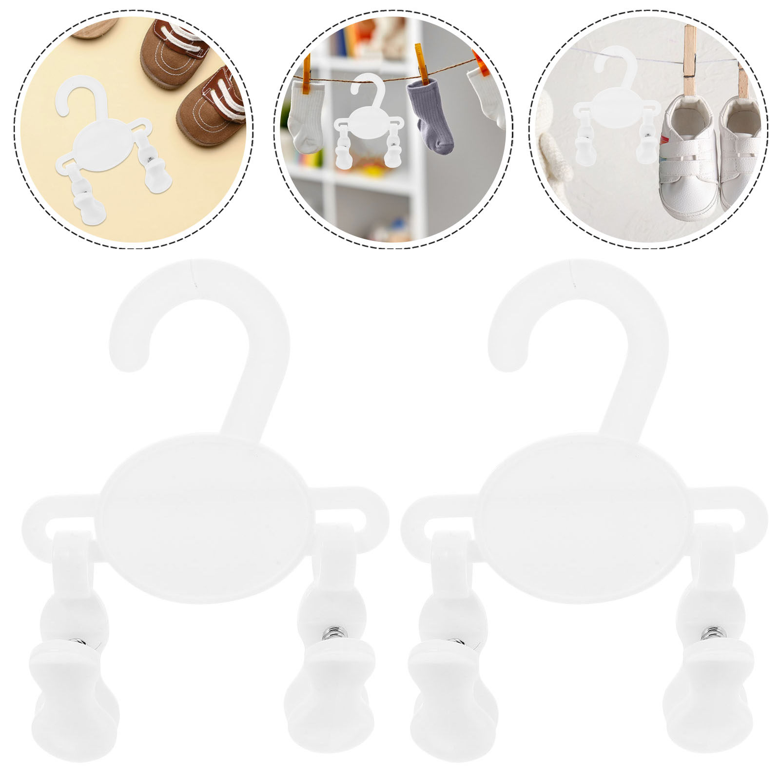 Baby Clothing Rack - ตะขอแขวนรองเท้าเด็ก 10 ชิ้น ที่แขวนถุงเท้าพลาสติกอเนกประสงค์สำหรับจัดระเบียบตู้เสื้อผ้าเด็ก ราวแขวนเสื้อผ้าเด็กทารก
