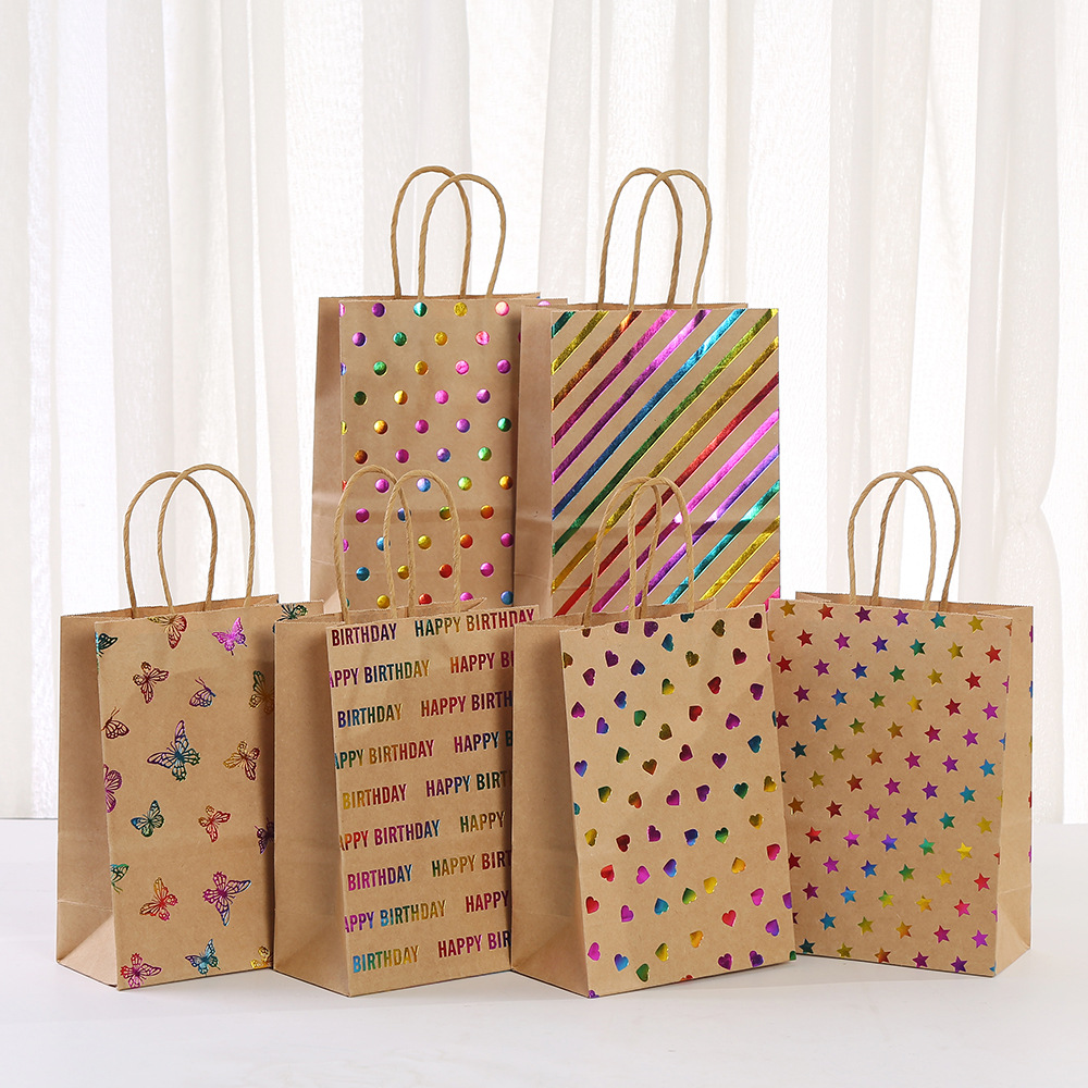Baby Clothing Easter - 30 ชิ้น ลายทาง กระดาษคราฟท์ ถุงของขวัญ ลายจุด