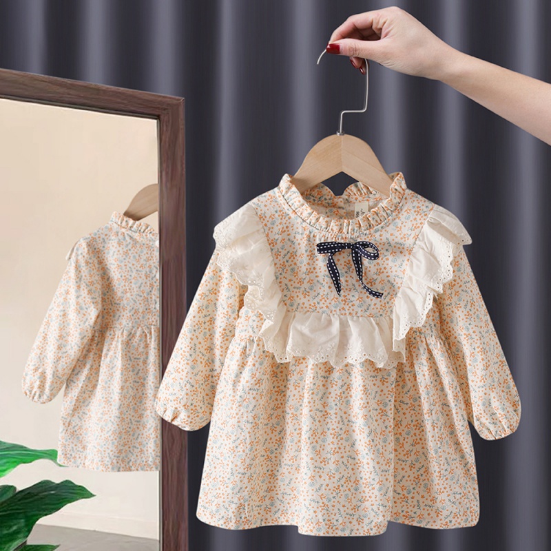 Baby Clothing Country - ชุดเดรสเด็กผู้หญิงสไตล์เจ้าหญิง แฟชั่นฤดูใบไม้ผลิและฤดูใบไม้ร่วง เสื้อผ้าเด็กสไตล์เกาหลี กระโปรงเจ้าหญิงสไตล์คันทรี