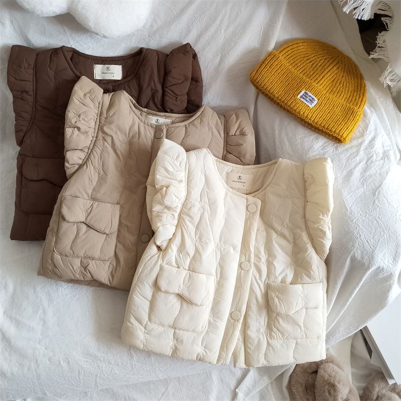 Knit Cardigan Infant - เสื้อกั๊กเด็กอุ่นแบบไม่มีแขนสำหรับฤดูหนาวปี 2025 เสื้อคลุมเด็กผู้หญิงแบบลำลองบุผ้ากำมะหยี่หนา เสื้อแจ็คเก็ตเด็กเล็กบุผ้าฝ้าย