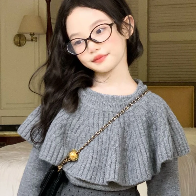 Baby Clothing Designer - เสื้อสเวตเตอร์เด็กผู้หญิง คอลเลคชั่นฤดูใบไม้ร่วงและฤดูหนาว ปี 2026 เสื้อผ้าเด็กสไตล์เกาหลี ดีไซน์น่ารักแบบผ้าคลุมไหล่