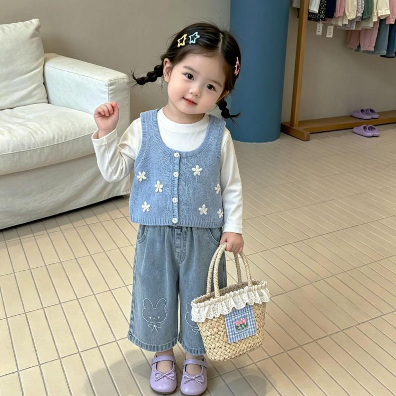 Knit Cardigan Infant - เสื้อกั๊กถักแขนกุดสำหรับเด็กทารก คอลเลคชั่นฤดูใบไม้ร่วง 2026 เสื้อคาร์ดิแกนลำลองสำหรับเด็กผู้หญิง ผ้าฝ้ายลายดอกไม้สุดน่ารัก เสื้อกั๊กถักสำหรับเด็กวัยหัดเดิน