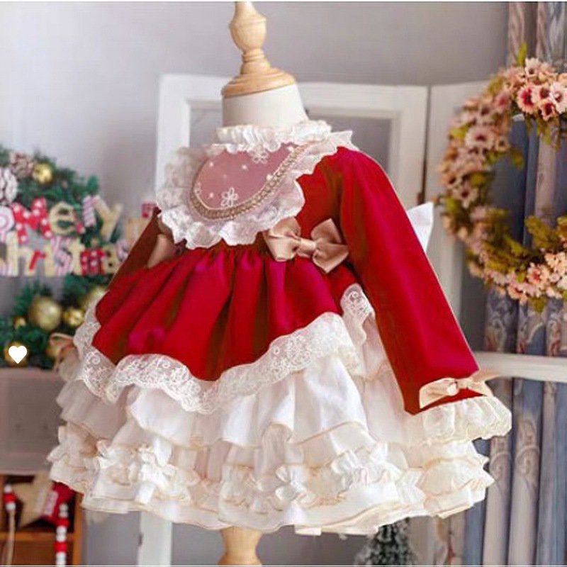 Baby Clothing Easter - สาวปาร์ตี้เด็กชุดใหม่สเปน Vintage Lolita Prom ลูกไม้ Puffy