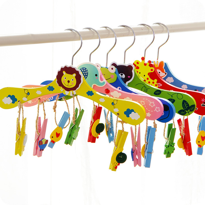 Baby Clothing Rack - 50 ชิ้น 28 เซนติเมตรไม้แขวนเสื้อเด็กสําหรับเสื้อผ้าไม้สัตว์การ์ตูนเด็กเด็กลื่นเสื้อผ้า Rack Closet