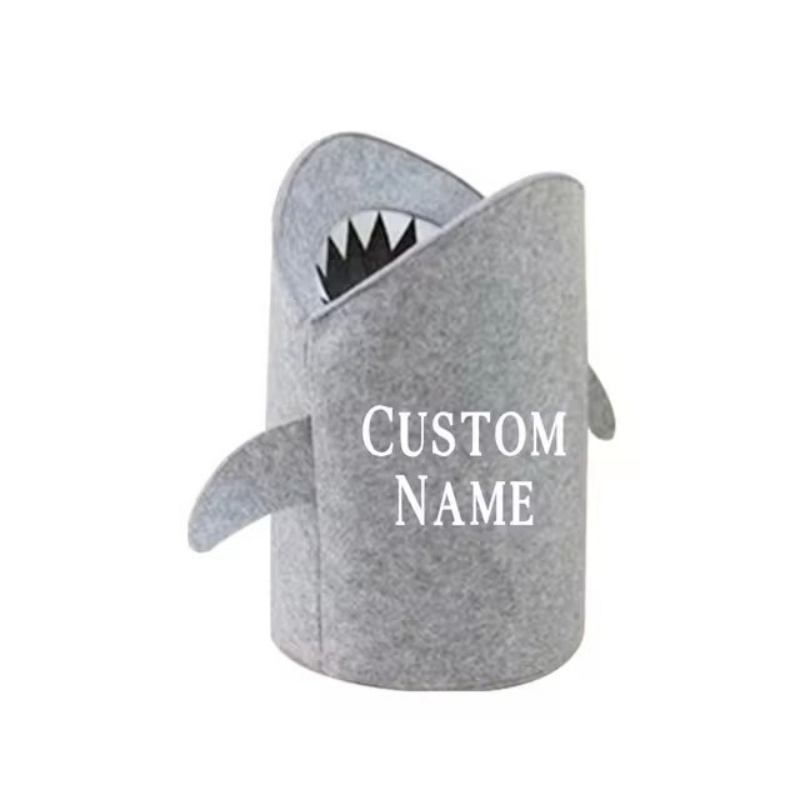 Baby Clothing Name - ส่วนบุคคลตะกร้าของเล่นเด็กเด็ก Shark กระเป๋าเก็บของเล่นตะกร้าที่กําหนดเองชื่อซักรีด Felt กระเป๋าของเล่นเด็กและเสื้อผ้า