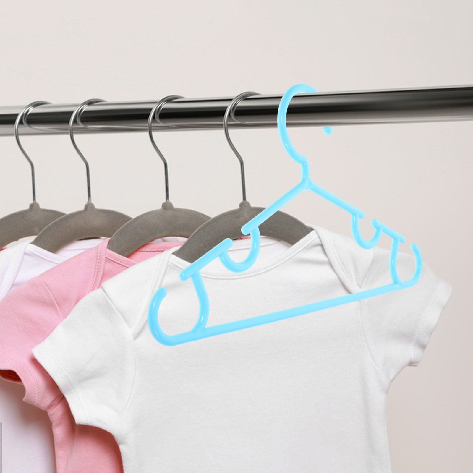 Baby Clothing Rack - ไม้แขวนเสื้อเด็กแบบหนา 10 ชิ้น ไม้แขวนเสื้อพลาสติกกันลื่นสำหรับเด็ก อุปกรณ์จัดระเบียบตู้เสื้อผ้า ราวแขวนเสื้อผ้าเด็กเล็ก