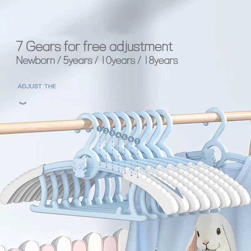 Baby Clothing Rack - ไม้แขวนเสื้อเด็ก 10 ชิ้น แบบยืดหดได้ ป้องกันการลื่นไถล ไม้แขวนเสื้อเด็กปรับระดับได้
