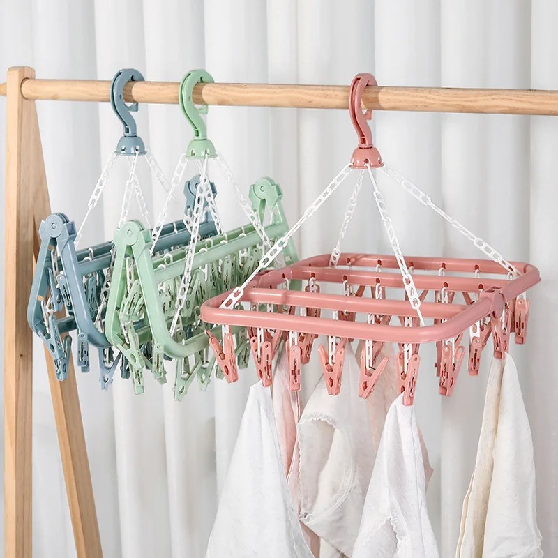 ไม้แขวนเสื้อพร้อม 32 คลิปและหย - Baby Clothing Rack บทวิจารณ์และราคา