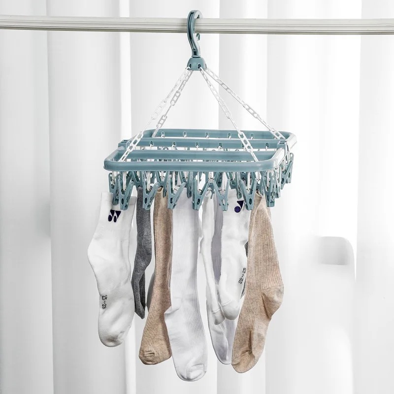 ไม้แขวนเสื้อพร้อม 32 คลิปและหย - Baby Clothing Rack บทวิจารณ์และราคา