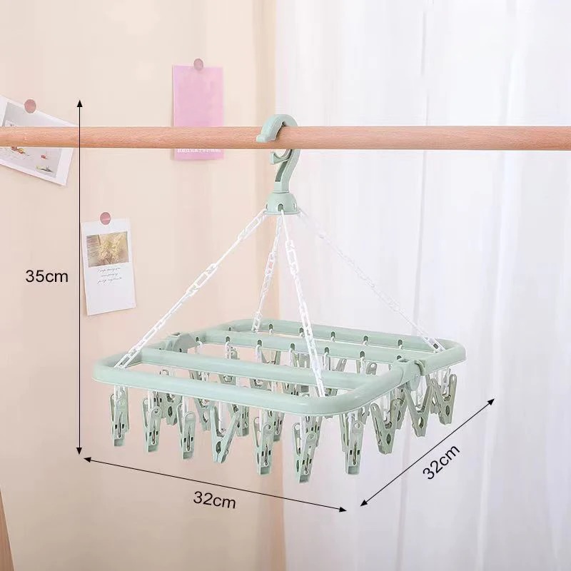 ไม้แขวนเสื้อพร้อม 32 คลิปและหย - Baby Clothing Rack บทวิจารณ์และราคา