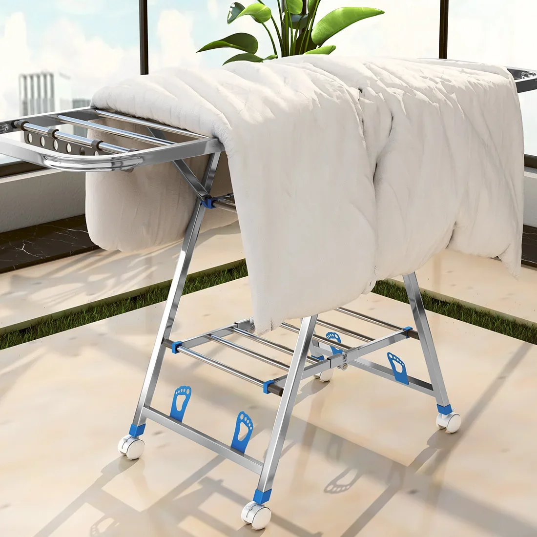 สแตนเลสราวแขวนเสื้อผ้าพับชั้นใ - Baby Clothing Rack บทวิจารณ์และราคา
