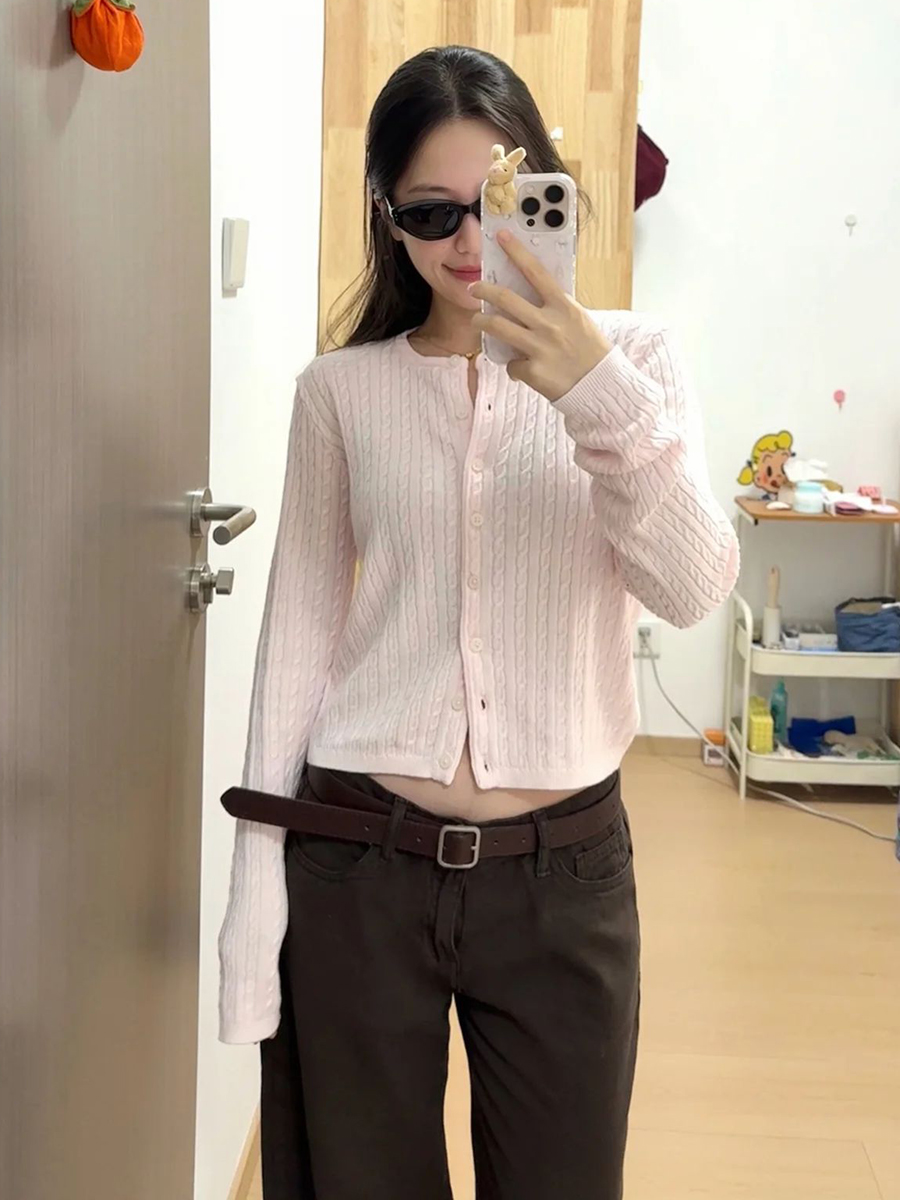 เสื้อคาร์ดิแกนไหมพรมสีชมพูอ่อน - Knit Cardigan Infant บทวิจารณ์และราคา