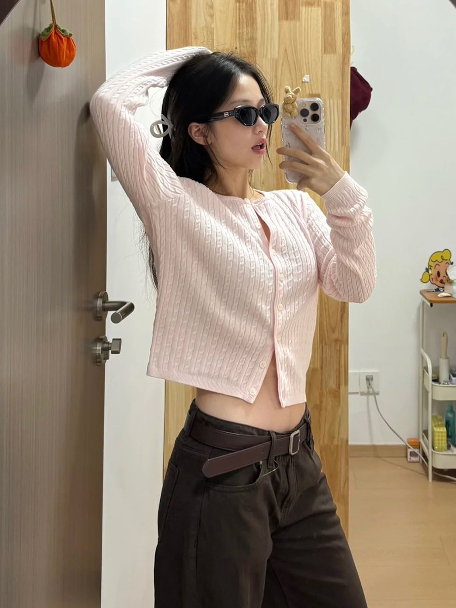 เสื้อคาร์ดิแกนไหมพรมสีชมพูอ่อน - Knit Cardigan Infant บทวิจารณ์และราคา