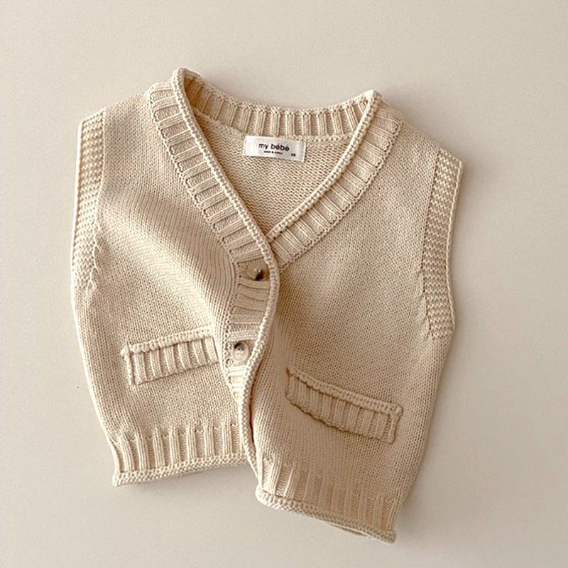 เสื้อกั๊กถักไหมพรมเด็กอ่อนแบบไ - Knit Cardigan Infant บทวิจารณ์และราคา
